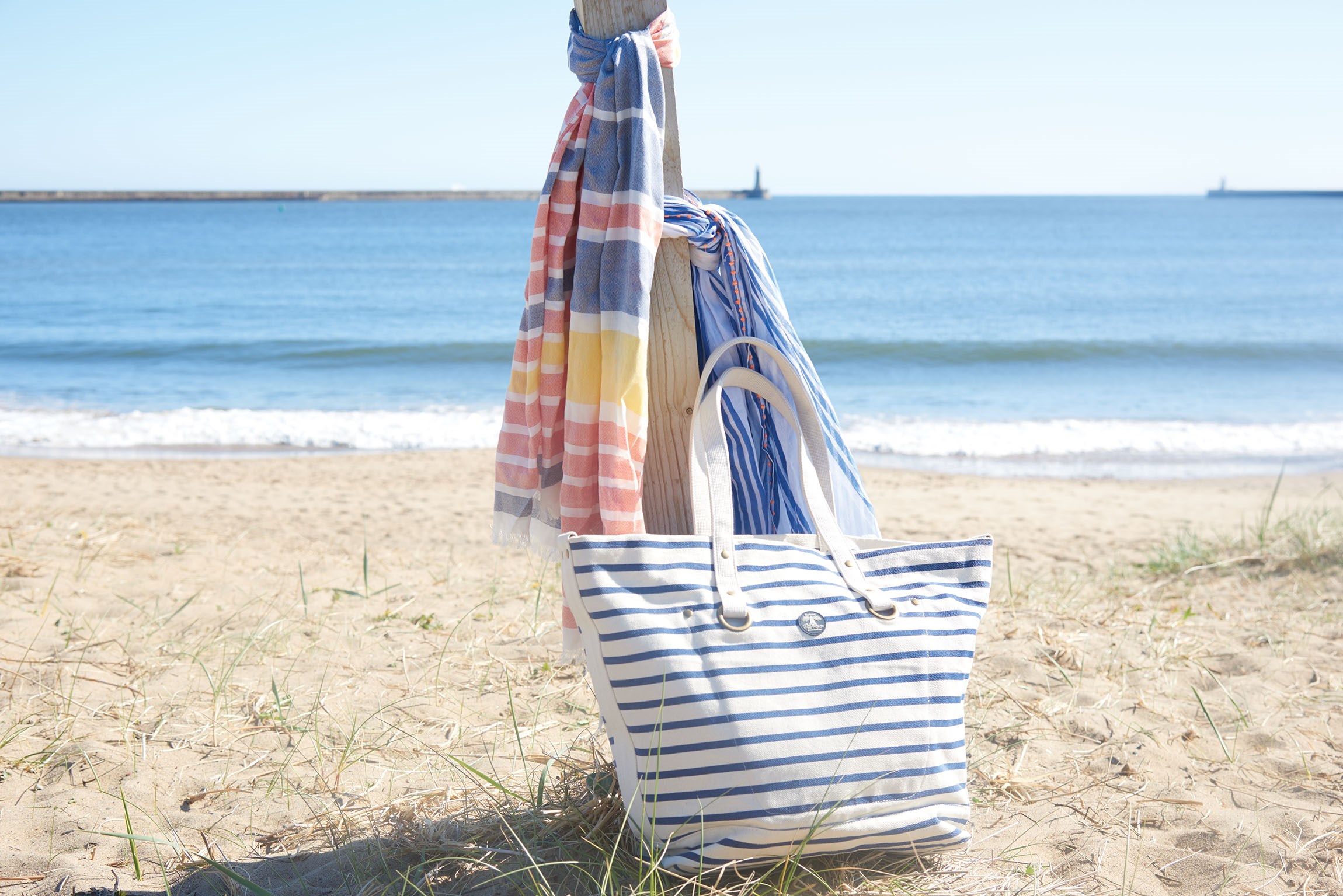 Barbour Sealand Stripe Tote LBA0250NY11 Navy Stripe Ecru Barbour Sealand Striped Wrap LSC0121BL11 Blue Marigold Stripe